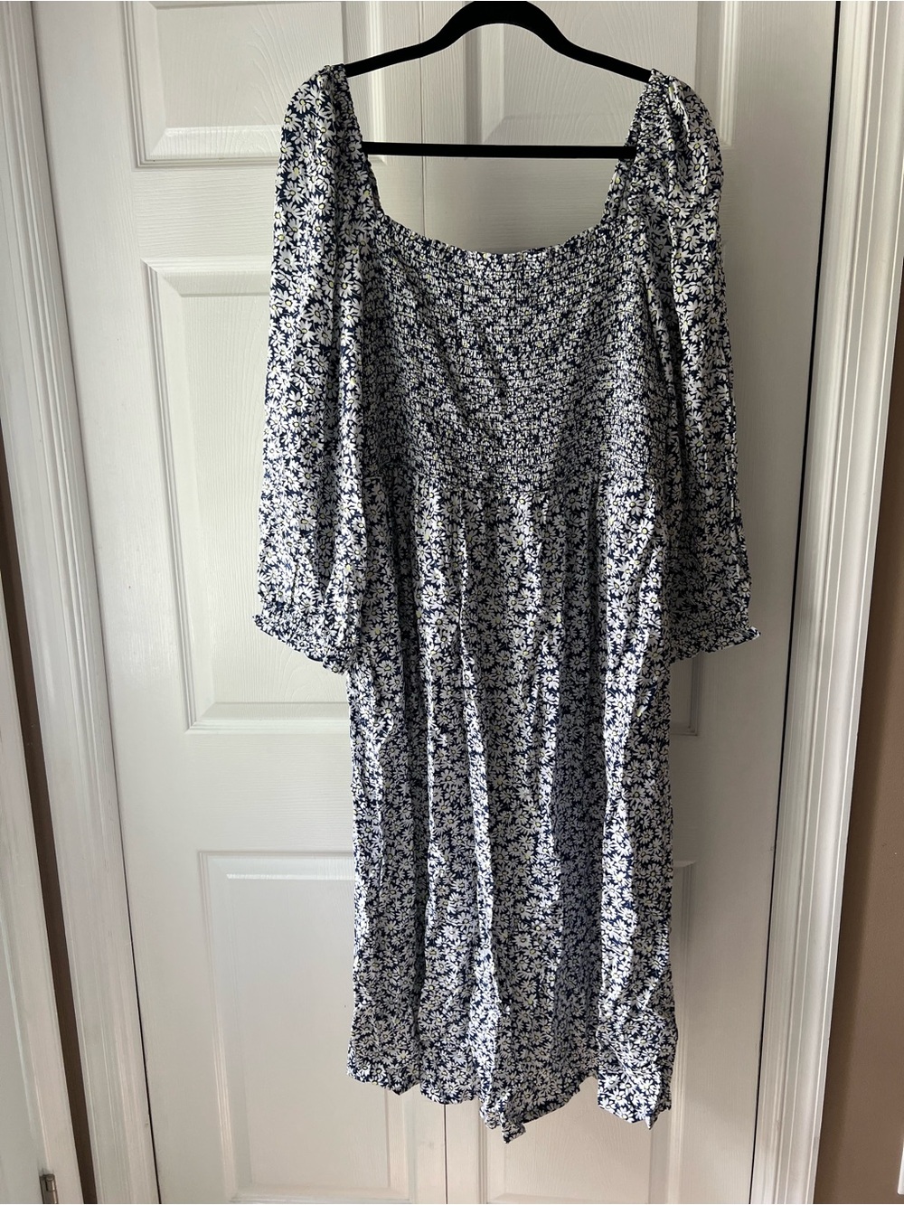 J. Crew Navy and White Floral Midi Dress